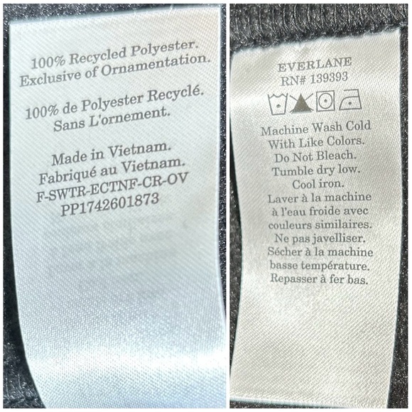 NWT Everlane Black ReNew Fleece Oversized Crew Pullover Teddy, Sizes XS, S, & M - Picture 12 of 14